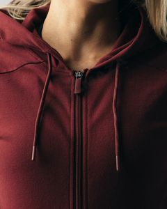 Custom Fashionable Sexy Fitness Women's Fitted Single-<b>Brushed</b> Full Zip Hoodie With Cowl Neck Hood and Top of Neck Zip Protection - Product Image 6