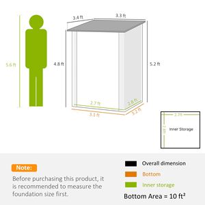 Casetta da Giardino in Metallo con Chiusura di Sicurezza 3.3FT X 3.4FT, Resistente alle Intemperie, con Telaio in PVC - Product Image 3
