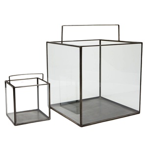 Metal and Glass Box with gold frame glass box with metal handles - Product Image 1