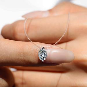 Collier pendentif solitaire en diamant de laboratoire taille brillant, plaqué or rose, alliage de zinc, certifié IGI, classique, unisexe, pour mariage - Product Image 3
