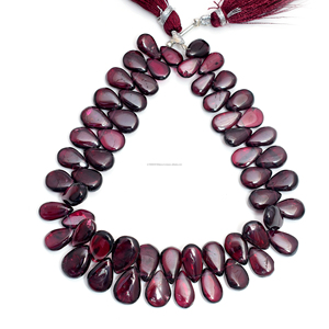 Perles de grenat naturel faites à la main, forme poire lisse, 8 pouces de long, 5,5x9 à 8,5x12 mm, pour la fabrication de bijoux, bracelets et colliers - Product Image 2