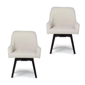 Chaise de salle à manger minimaliste blanche rembourrée, fauteuil une place, assise souple, pieds en bois pour salle à manger, maison, hôtel, mobilier - Product Image 4