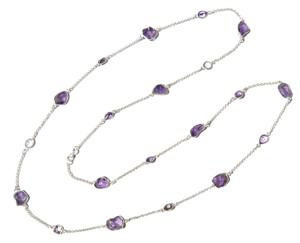 Emerald Cut Natural Amethyst <b>Statement</b> <b>Necklace</b> 925 Sterling Silver Handmade Snake Chain Trendy Style Women's Unisex Jewelry - Product Image 4