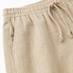 Pantalon Capri Décontracté pour Homme en Mélange Lin et Coton, Taille Haute Unie avec Cordon de Serrage, Léger, Respirant, Écologique, Coupe Ample pour la Plage - Product Image 5