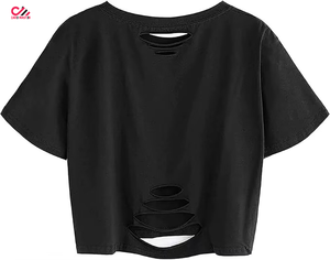 Camiseta Corta de Algodón Suave Ecológica de Verano de la Mejor Calidad para Mujer con Logotipo Personalizado, Transpirable y de Secado Rápido - Product Image 2
