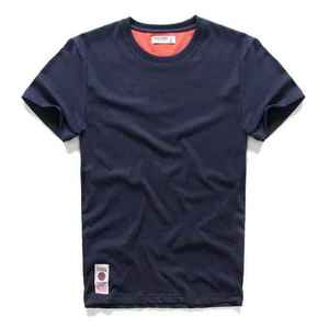 Camiseta de Algodón para Hombre, Corte Regular, Color Sólido, Cuello Redondo, Manga Corta, con Parche con Logotipo en la Parte Delantera, Transpirable y Ecológica - Product Image 4
