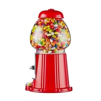 Distributeur de bonbons rouges Kwang Hsieh 12 pouces en alliage d'aluminium et verre, machine à boules de gomme, capacité de 2 livres, fonctionne à pièces, logos personnalisables