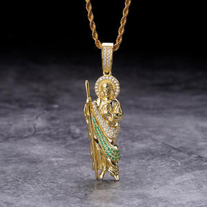 Colgante de San Judas en Plata 925 con Baño de Rodio y Diamante Cultivado en Laboratorio, Amuleto Religioso Unisex - Product Image 2