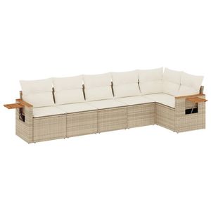 Set Divano da Giardino Beige in Rattan per Esterni con Cuscini Design Contemporaneo - Product Image 2