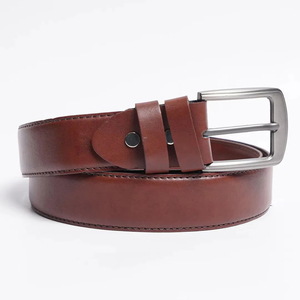 Cinturón de Cuero Vacuno Genuino para Hombre, Casual, con Hebilla de Calavera, Duradero, Sólido, Ajustable, 3.5cm de Ancho, 110cm de Largo, Alta Calidad, de una Sola Pieza - Product Image 1