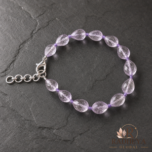 Handmade Quartz Stone <b>Beaded</b> <b>Bracelet</b> with Silver Lobster Clasp, Elegant Fashion Jewelry for Women Gift & Everyday Wear - Product Image 5