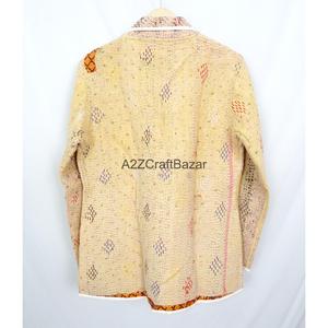 Indian Bohemian <b>Kantha</b> Breathable Eco-Friendly Reversible Long Coat Ladies Knitted Cotton Vintage Spring Summer Autumn Winter - Product Image 6