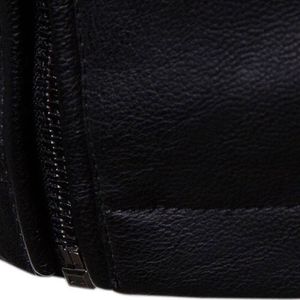 Men's Black PU <b>Leather</b> <b>Jacket</b> Moto Biker Style Stand Collar Zipper Closure Slim Fit Regular Length Solid Color Autumn Wear - Product Image 6