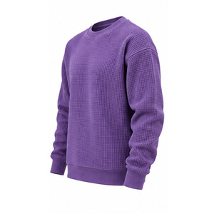 <b>Men</b> Waffle Knit Sweatshirt Long Sleeve Crew Neck Pullover Casual <b>Thermal</b> Textured <b>Top</b> Custom OEM Streetwear Manufacturer Factory - Product Image 3