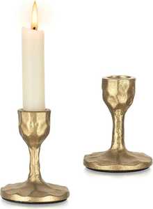 Golden <b>Brass</b> <b>Candlestick</b> <b>Holder</b> with Tray Heat Resistant for Home Decoration - Product Image 5