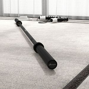 บาร์เบลสีดำขนาด 7.2 ฟุต สำหรับบาร์โอลิมปิก รับน้ำหนักได้ 1500 ปอนด์ พร้อมปลอกหมุนได้และด้ามจับกันลื่นแบบ Knurling - Product Image 6