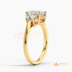 Anillo de Tres Piedras de Moissanita para Mujer, Tono Dorado, Joyería de Compromiso y Aniversario, Estilo Elegante para Uso Diario - Product Image 6