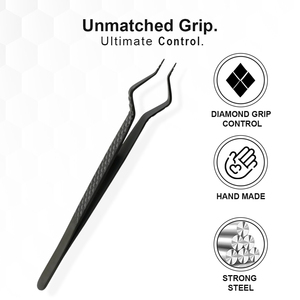 แหนบต่อขนตา ISO PRO Premium Diamond Matte Black สแตนเลสสตีล สำหรับแยกขนตาแบบมุมเฉียง โดย Bahasa Pro - Product Image 6