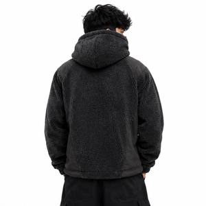 Custom Logo <b>Sherpa</b> Pullover Half Zip Streetwear Winter Outdoor Pocket Casual Men's Cotton Fleece <b>Hoodies</b> Wholesale Supplier USA - Product Image 2