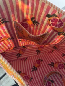 Orange Floral Quilted Tote <b>Bag</b> Cotton Fabric Bohemian Style Shopping <b>Bag</b> Open Top Reusable Shoulder <b>Bag</b> - Product Image 4