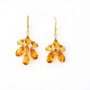 925 Sterling Silver Vintage Femmes Poire Coupe Jaune Gemme Boucles D'oreilles Bijoux De Mode - Product Image 2