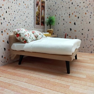 1:12ขนาดเล็กทันสมัยเตียงคู่สำหรับทุกเพศเฟอร์นิเจอร์ของเล่นสำหรับตกแต่งบ้านตุ๊กตา - Product Image 6