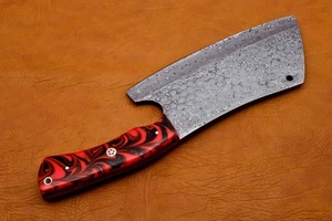 Couteau de Chef Hachoir Robuste en Acier Damas de 12 pouces avec Manche en Résine, Personnalisable OEM/ODM, pour Viande, avec Étui en Cuir - Product Image 2
