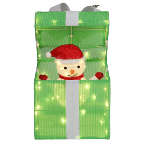 12in Motorized Pop-up Gift <b>Box</b> with Snowman Xmas Outdoor Holiday Yard Decorations 60 <b>LED</b> <b>Lights</b> Christmas Inflatable Decorations - Product Image 4