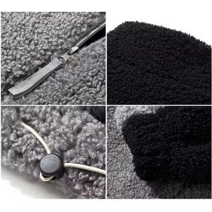 Veste d'hiver en sherpa à fermeture éclair, couleur unie personnalisée, manches longues amples, veste en polaire, veste de mode streetwear - Product Image 4