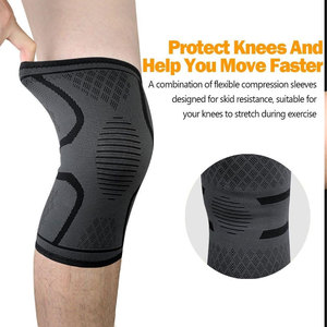 Genouillère de compression élastique grise en polyester pour homme – Soutien sportif - Product Image 4