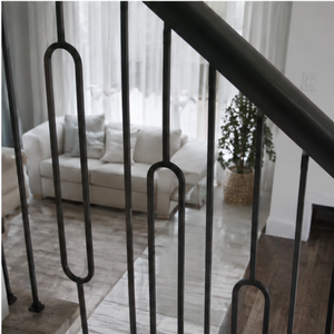 Balustre d'escalier moderne en fer noir, design ovale en boucle, embout de rampe décoratif en métal pour la décoration intérieure des escaliers - Product Image 2