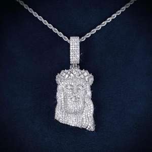 Colgante de Jesús de Alta Calidad, Colección de Joyería Hip Hop, Plata de Ley 925, Diamante Moissanita VVS, Colgante con Rostro de Jesús - Product Image 1