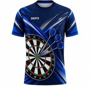 Camiseta de Dardos Azul Marino Personalizada, 100% Poliéster, Secado Rápido, Transpirable, Sublimada, Uniforme de Equipo Personalizado, Fabricación OEM ODM - Product Image 1