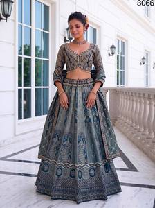 Rivaayat House Presents Heavy Work Designer Floor-Length A-Line Palazzo Style <b>Lehenga</b> Choli with Chiffon and Beading - Product Image 1