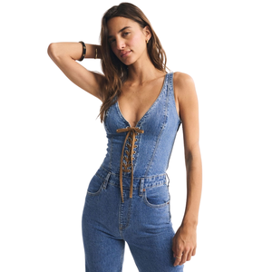 Mono vaquero de pierna ancha para mujer, moda premium, fabricante y proveedor OEM ODM - Product Image 4