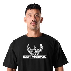 T-shirt graphique oversize noir pour homme en coton épais, coupe ample, col rond, style streetwear urbain, haut décontracté et tendance - Product Image 2