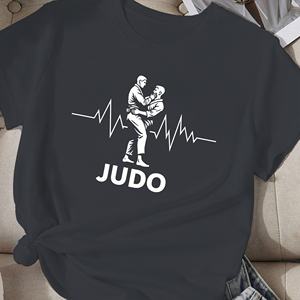 Camiseta Deportiva Informal de Mujer con Diseño de Silueta de Judo, Tejido de Poliéster Cómodo - Product Image 1