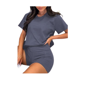 Ensemble sportswear décontracté 3 pièces : pantalon taille haute moulant, pantalon de yoga, haut à manches courtes et col rond - Product Image 4