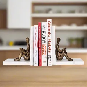 Modern White Marble Art Deco Abstract Thinker Figurines Bookends Decorative <b>Book</b> Holder Home Office Bookshelf <b>Library</b> Display - Product Image 2