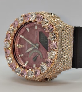 Montre de luxe rose en moissanite et diamants VVS, style hip-hop, pour femme, cadeau - Product Image 2