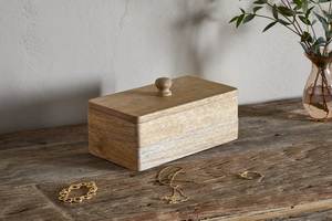 Boîte à bijoux rectangulaire en bois, design minimaliste, boîte de rangement sculptée pour organiser le salon, boîte décorative à un seul niveau - Product Image 5
