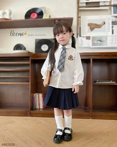 Conjunto de Ropa para Niñas Pequeñas de Alta Calidad, Estilo Uniforme Escolar, Vestido de Verano con Falda de Algodón de Nuevo Diseño, Camisa Blanca y Corbata - Product Image 2