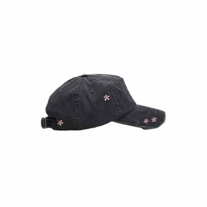 Black Denim Baseball Cap 6-Panel Vintage Embroidered Floral Distressed Unisex Adjustable <b>Hat</b> Spring <b>Summer</b> Casual Style - Product Image 5