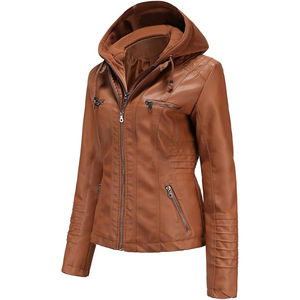 Veste en cuir véritable matelassée slim personnalisée pour femme, tendance pour le printemps et l'automne - Product Image 4