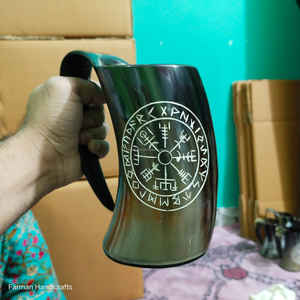 Mug à boire en corne de bœuf authentique, artisanal et sculpté à la main, de qualité supérieure, à prix avantageux - Product Image 6