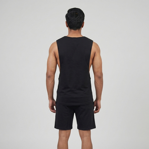 Camiseta Deportiva Personalizada de Color Sólido, Estilo Casual, con Logo, Sin Mangas, para Gimnasio, Fitness, de Algodón/Fibra de Bambú, Tejida - Product Image 4