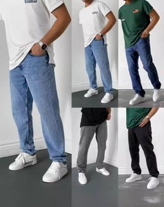 กางเกงยีนส์ผู้ชายสไตล์สตรีทแวร์ น้ำหนักเบา สวมใส่สบาย ทรงหลวม เอวกลาง ลายเรียบ ทรงตรง สีซีด - Product Image 2