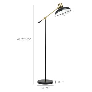 Lampada da Terra Industriale Regolabile in Altezza per Soggiorno 80x30x165 cm Nera con Braccio Bilanciato e Testa Orientabile - Product Image 3