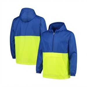 Chaqueta Impermeable con Capucha y Bloques de Color Unisex, Media Cremallera, Resistente al Agua, Poliéster, Ropa de Exterior para Adultos, Ajuste Regular - Product Image 5