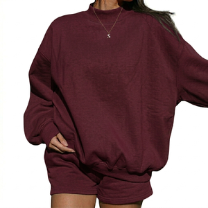 Conjunto de Pantalón Corto y Sudadera de Cuello Alto Color Amarillo Mantequilla para Mujer, con Logotipo de Marca Personalizado Bordado, Ecológico, Transpirable, de Poliéster y Algodón - Product Image 4